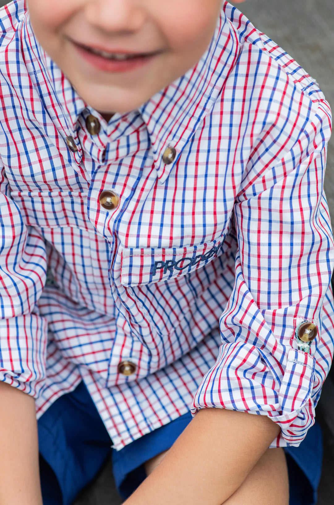 Youth Founders Kids Fishing Shirt - Americana Plaid