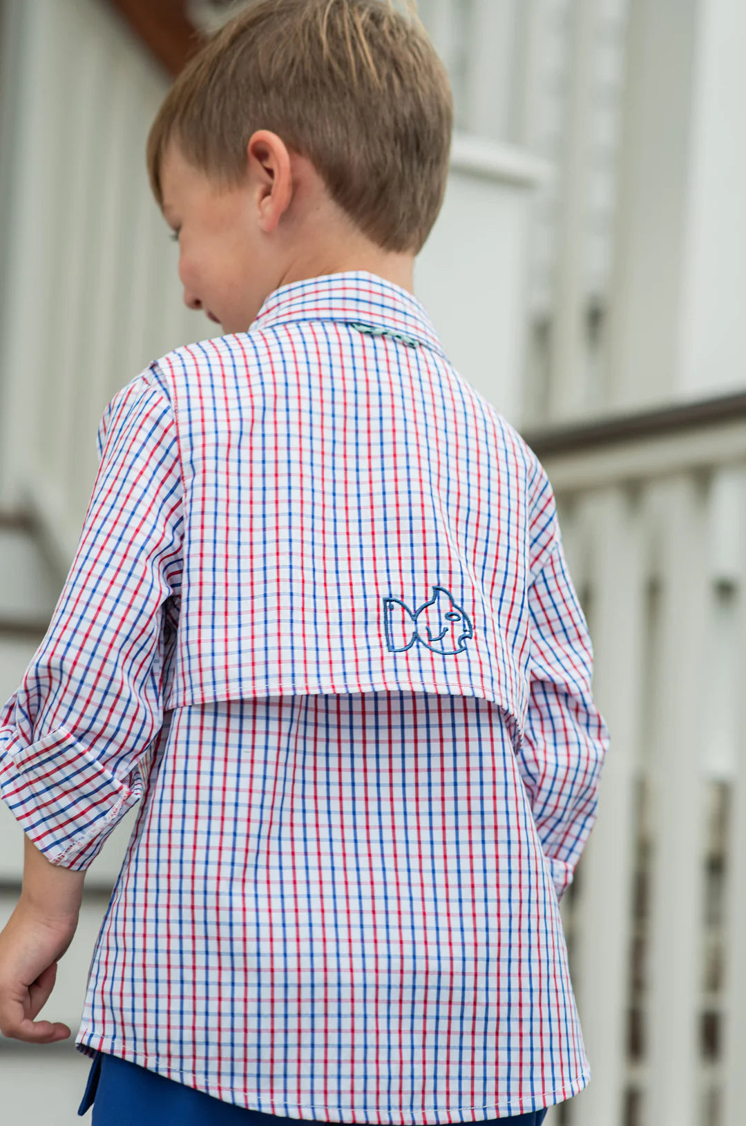 Youth Founders Kids Fishing Shirt - Americana Plaid