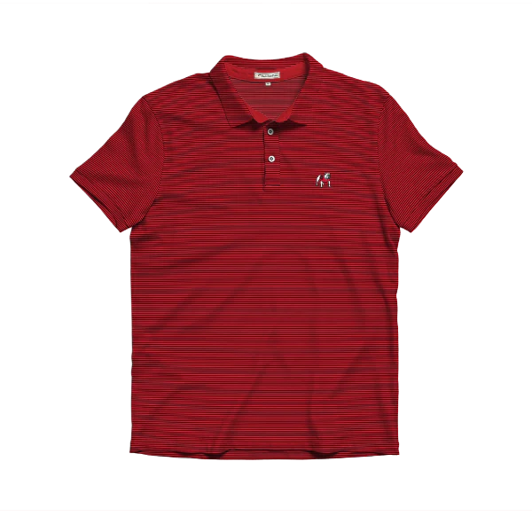 UGA Standing Dawg Beech Stripe Polo - Red/Black