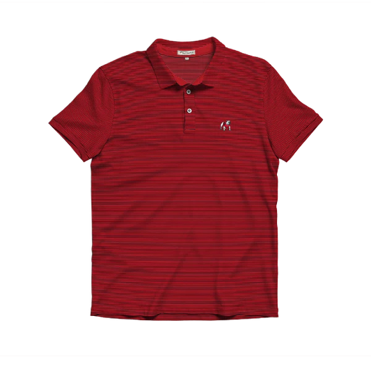 UGA Standing Dawg Beech Stripe Polo - Red/Black