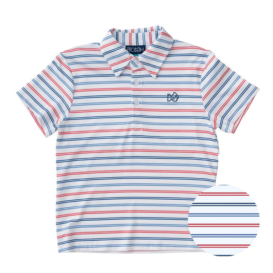 Youth Pro Performance Short Sleeve Polo - USA Stripe