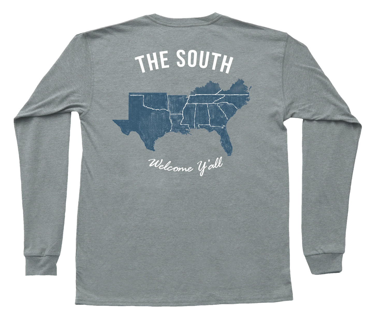 Welcome Y'all Long Sleeve Pocket Tee - Gray