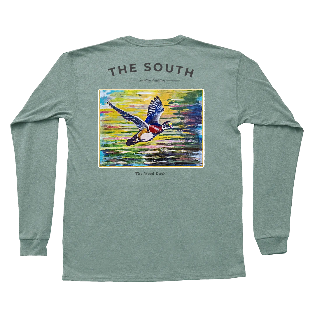 Wood Duck Long Sleeve Pocket Tee - Heathered Sage