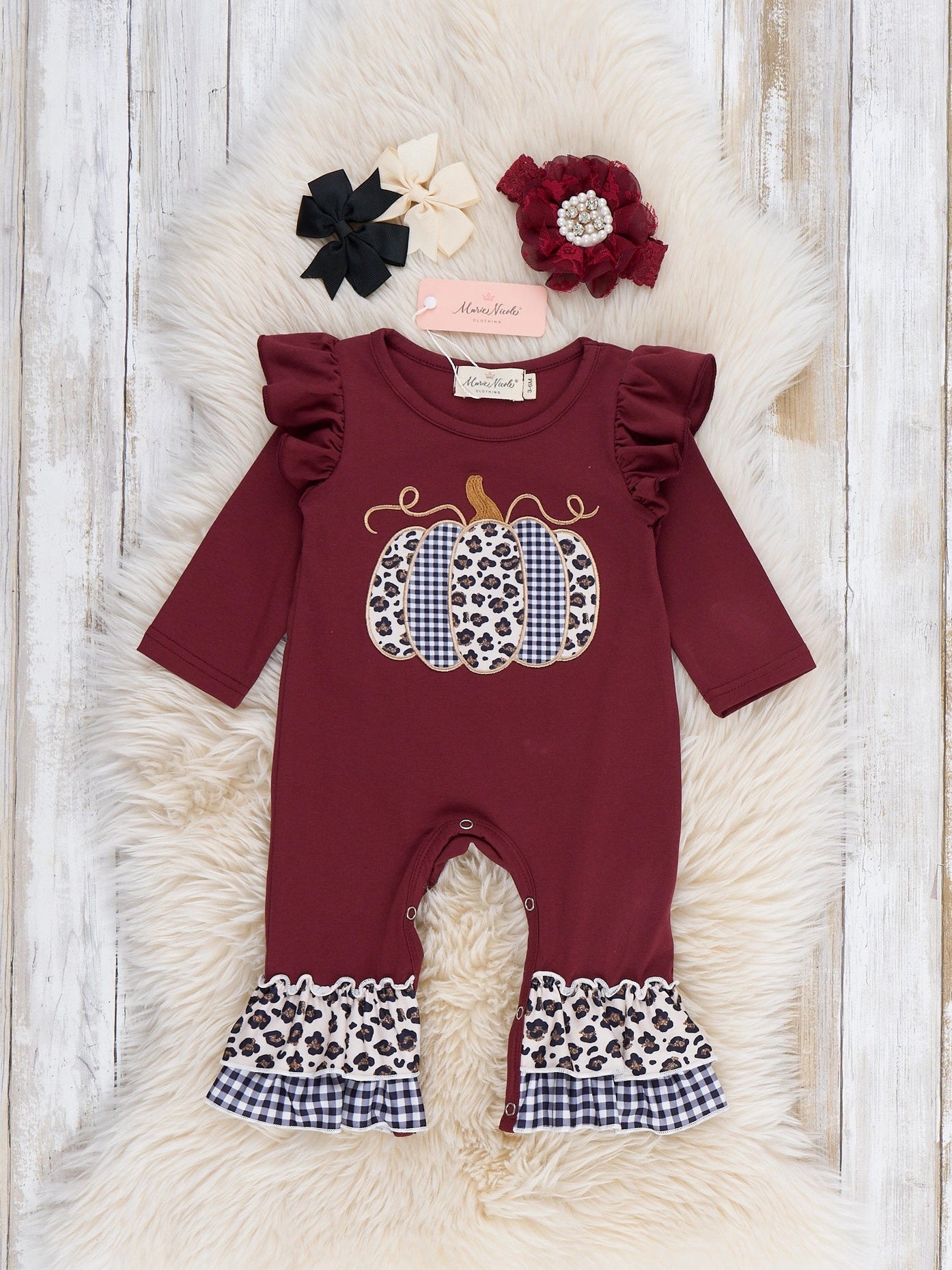 Leopard Pumpkin Ruffle Romper