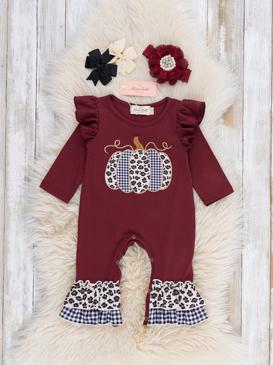 Leopard Pumpkin Ruffle Romper
