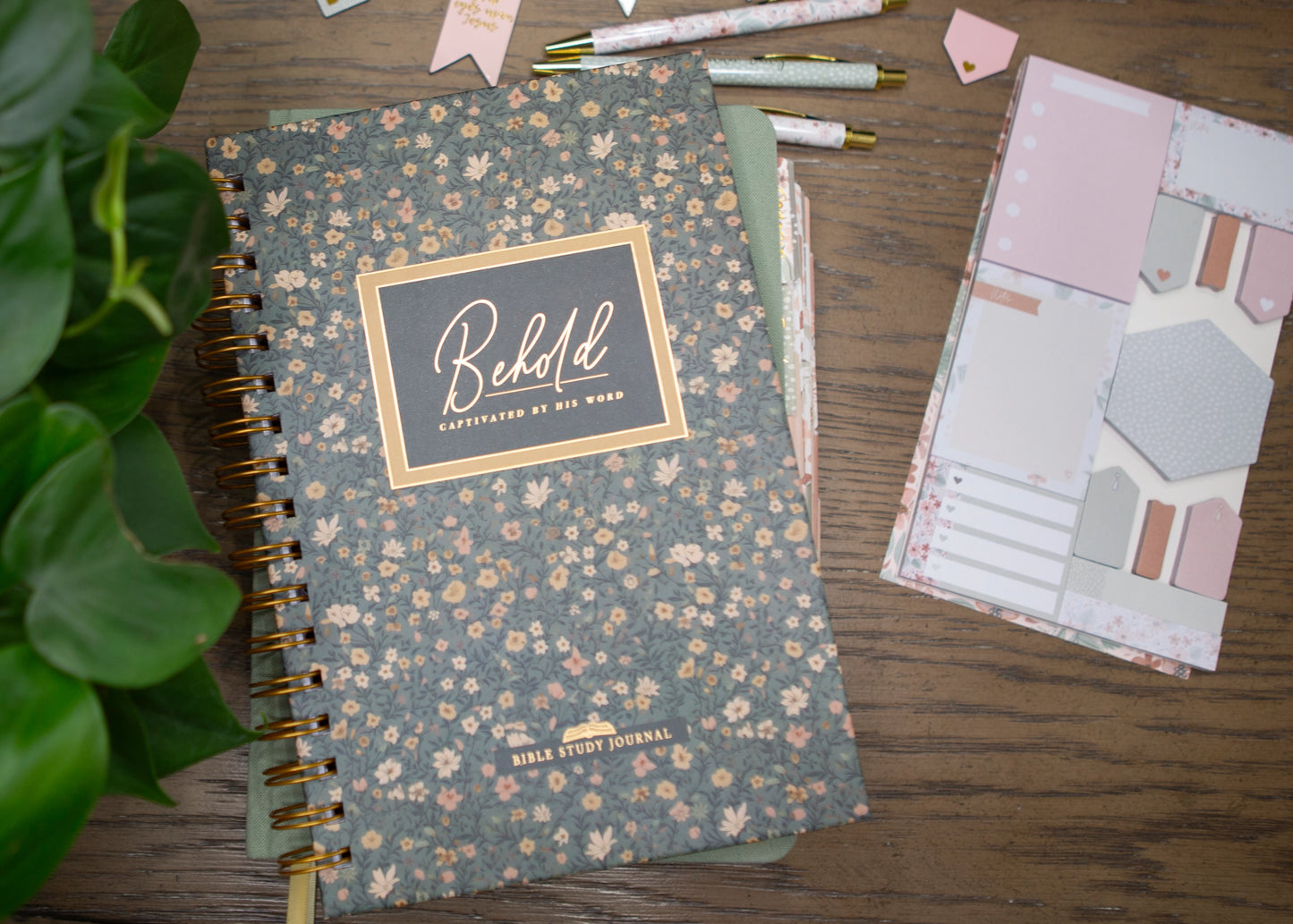 Behold Bible Journal For Verse By Verse Bible Study - Black Floral