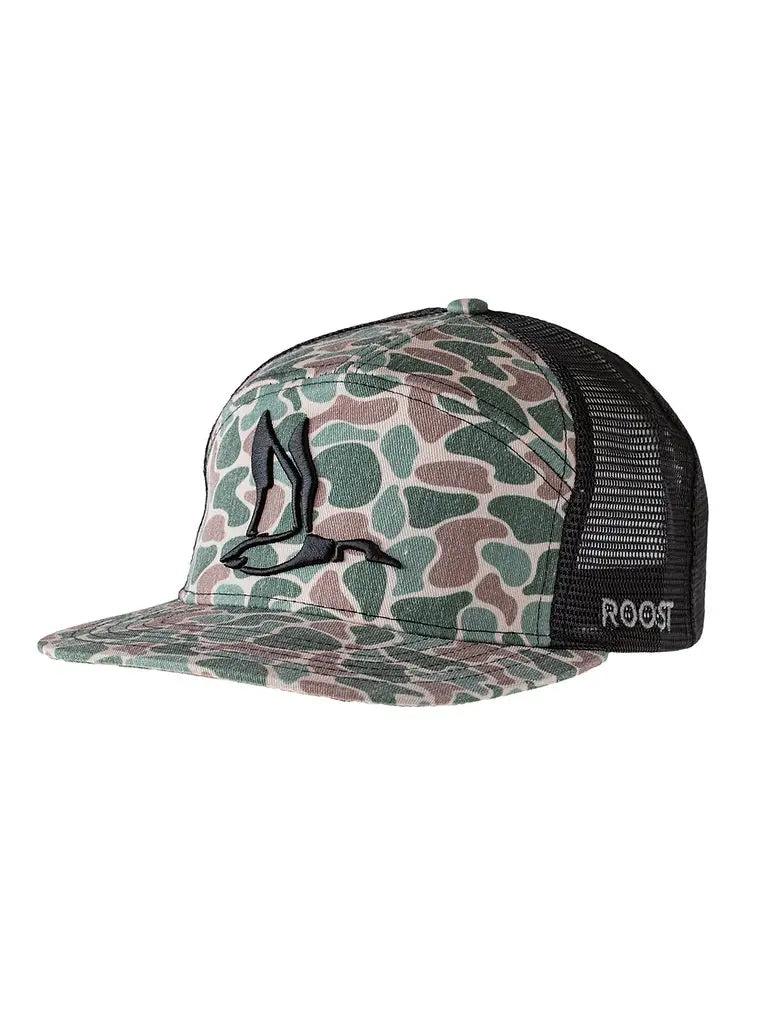 7 Panel 3D Puff Duck Hat - Black & Camo