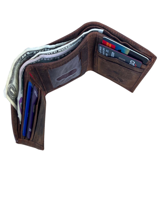 Buffalo Leather Tri-fold Wallet | Brown