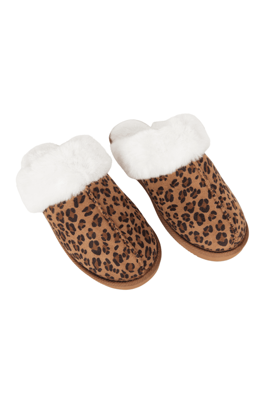 Leopard Print Faux Fur Slippers