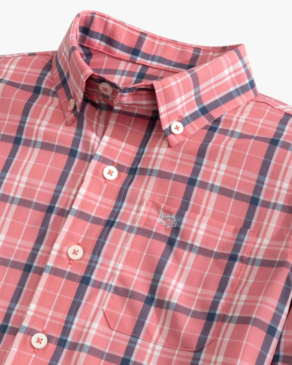 Youth Ashland Plaid Long Sleeve Button-Down - Dusty Coral