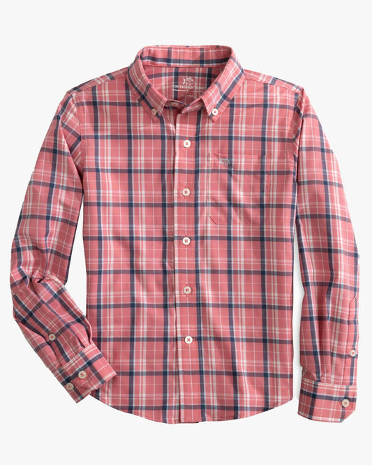 Youth Ashland Plaid Long Sleeve Button-Down - Dusty Coral