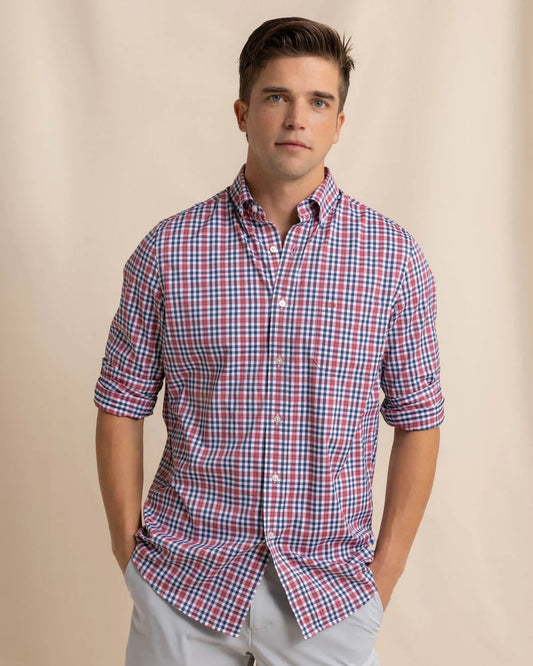 Brrr Intercoastal Haywood Plaid Sport Shirt - Mineral Red