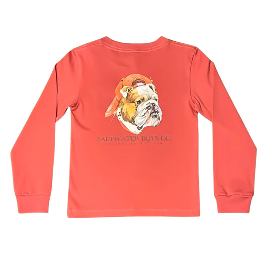 Youth Bulldog Long Sleeve Graphic Tee - Vintage Red