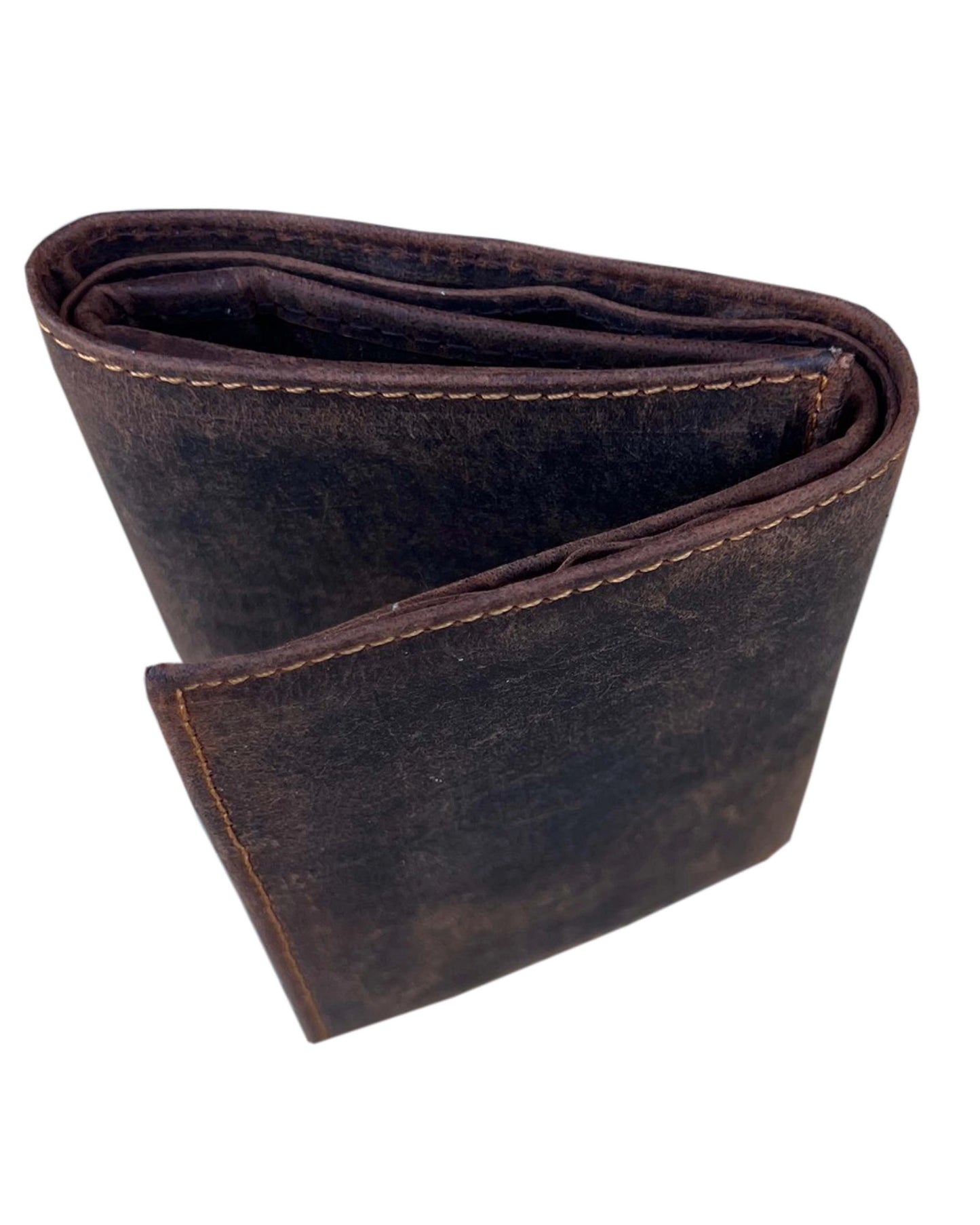Buffalo Leather Tri-fold Wallet | Brown