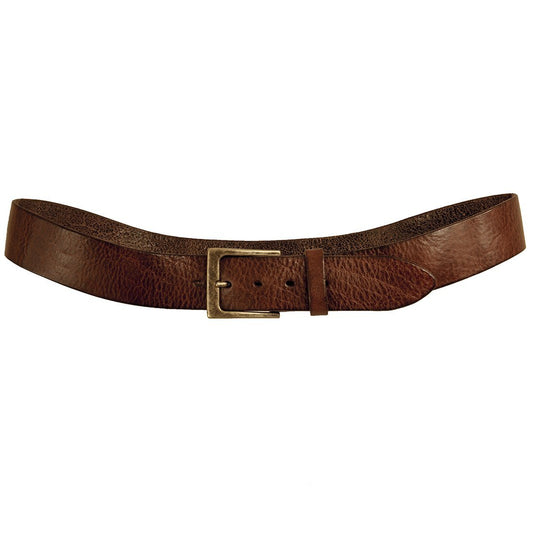 Curved Handmade Leather Belt - Burnished Brown