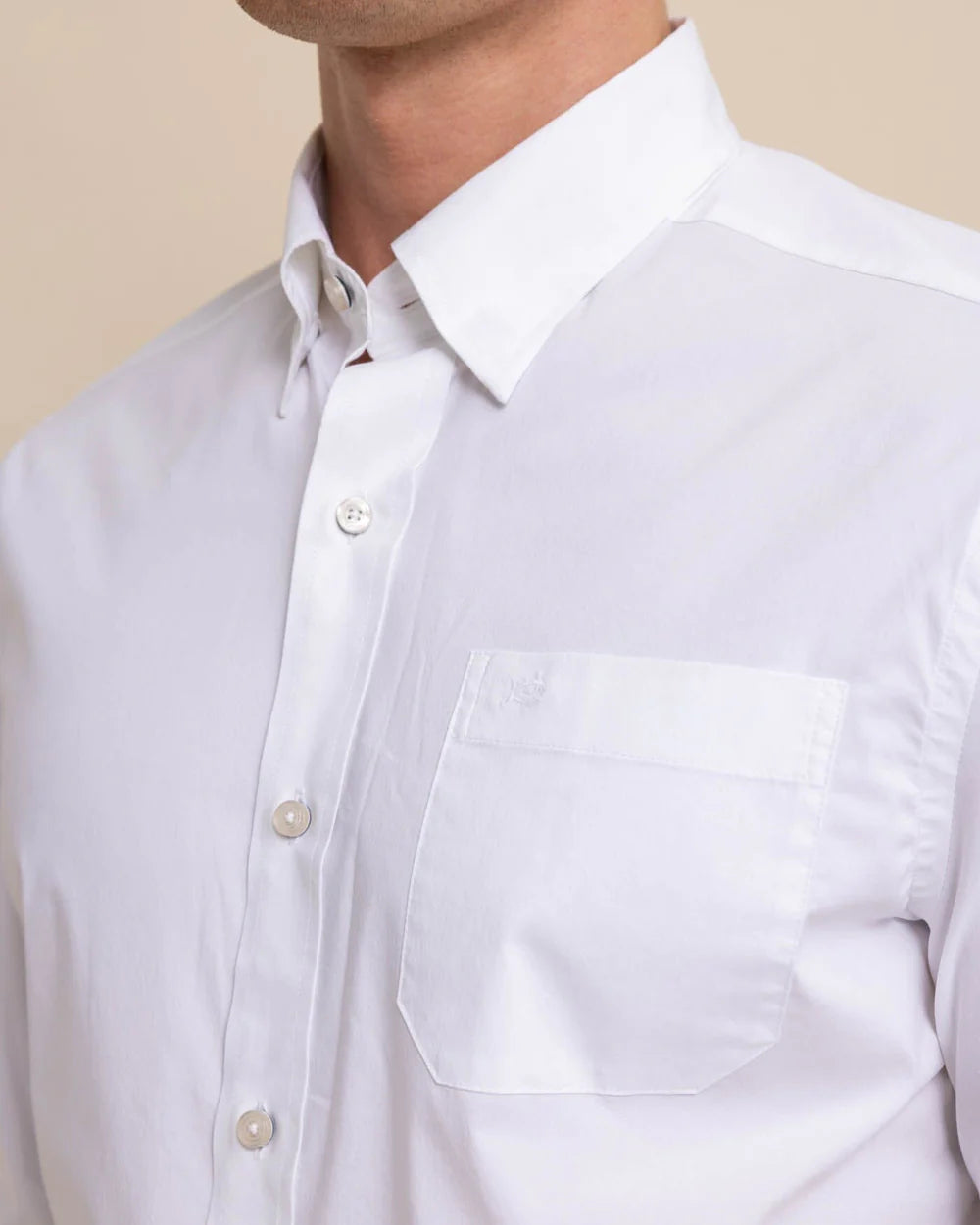 Charleston Overbrook Solid Long Sleeve Sport Shirt - Classic White