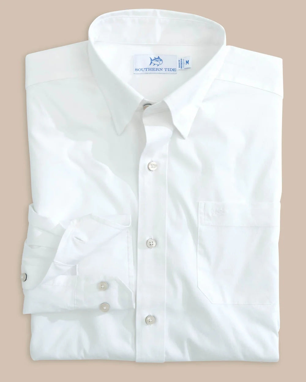 Charleston Overbrook Solid Long Sleeve Sport Shirt - Classic White