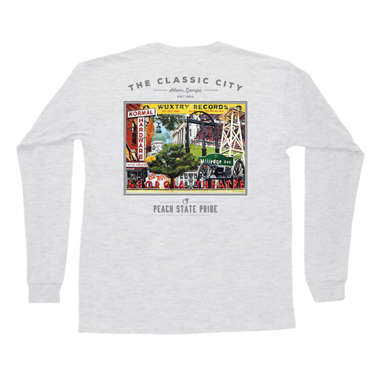 Classic City Establishments Long Sleeve Pocket Tee - Light Gray