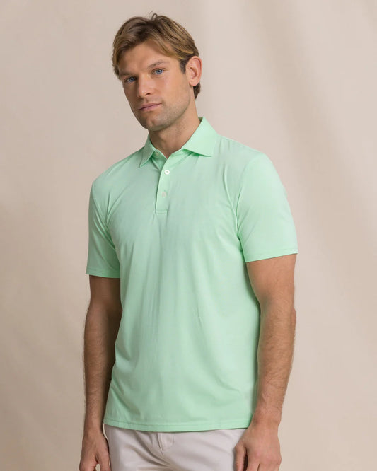 Coastal Breeze Heather Performance Polo | Green Ash