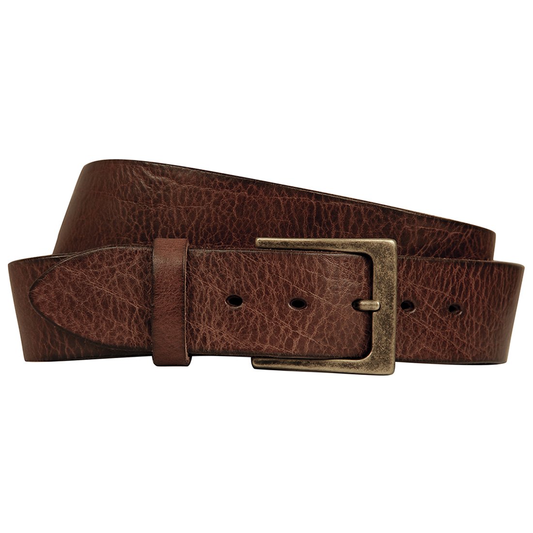 Curved Handmade Leather Belt - Burnished Brown