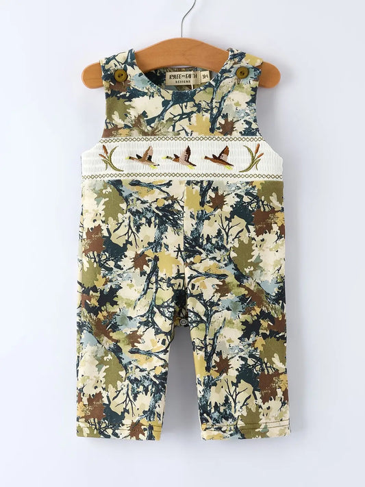 Camo Embroidered Duck Romper