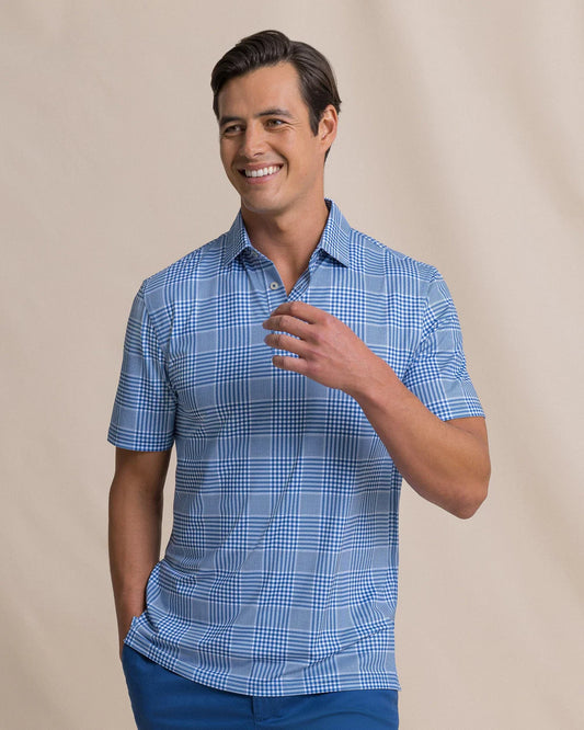 Driver Coral Key Plaid Polo | Nautical Blue