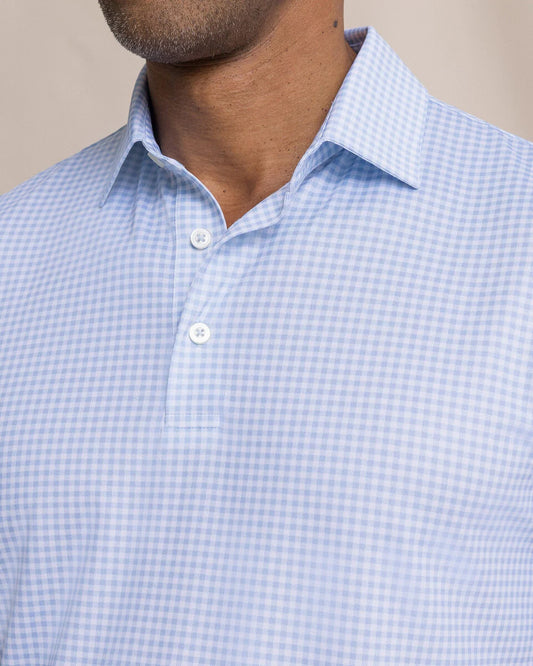 Driver Island View Gingham Polo | Tide Blue