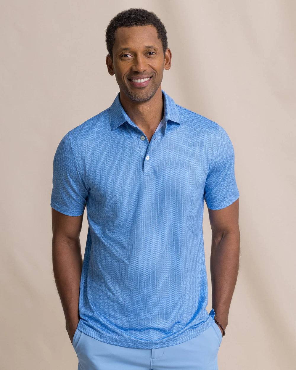 Driver Seaside Geo Printed Polo | Blue Stream