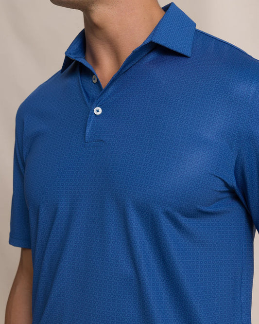 Driver Seaside Geo Printed Polo | Nautical Blue
