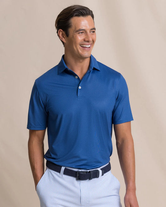 Driver Seaside Geo Printed Polo | Nautical Blue