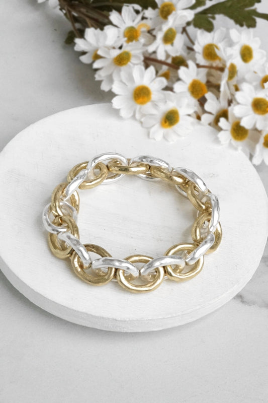 Worn Silver & Gold Chunky Chain Bracelet