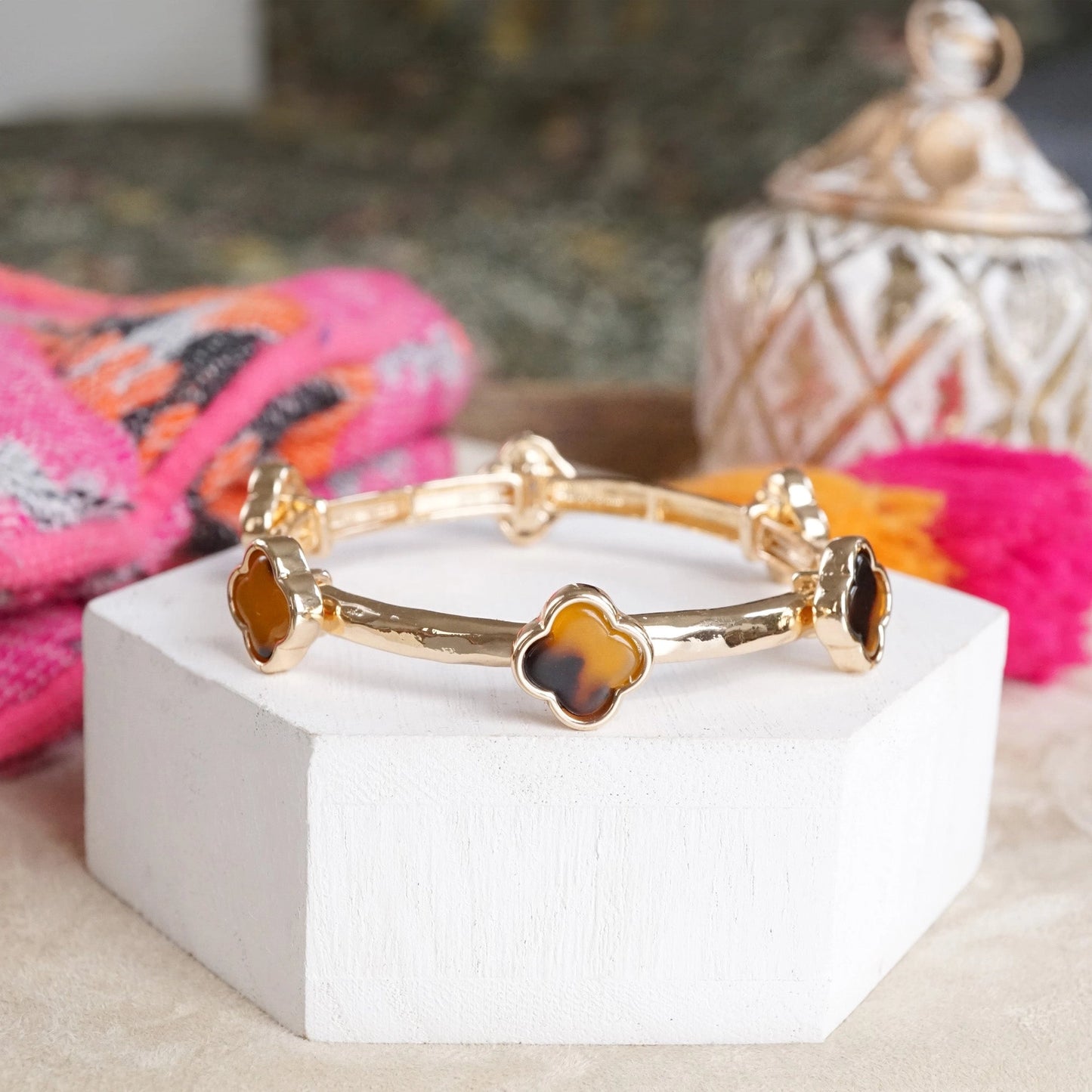Clover Stretch Bracelet | Tortoise