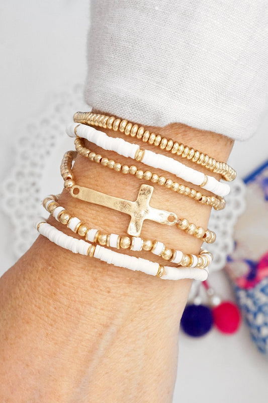 Cross Bracelet Stack Set of 6