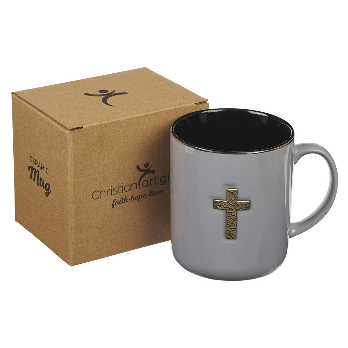 Hammered Copper Cross Coffee Mug | Gray