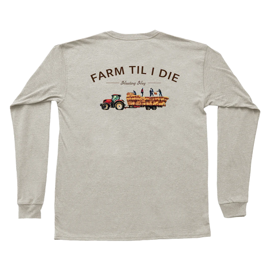 Baling Hay Long Sleeve Pocket Tee - Oatmeal