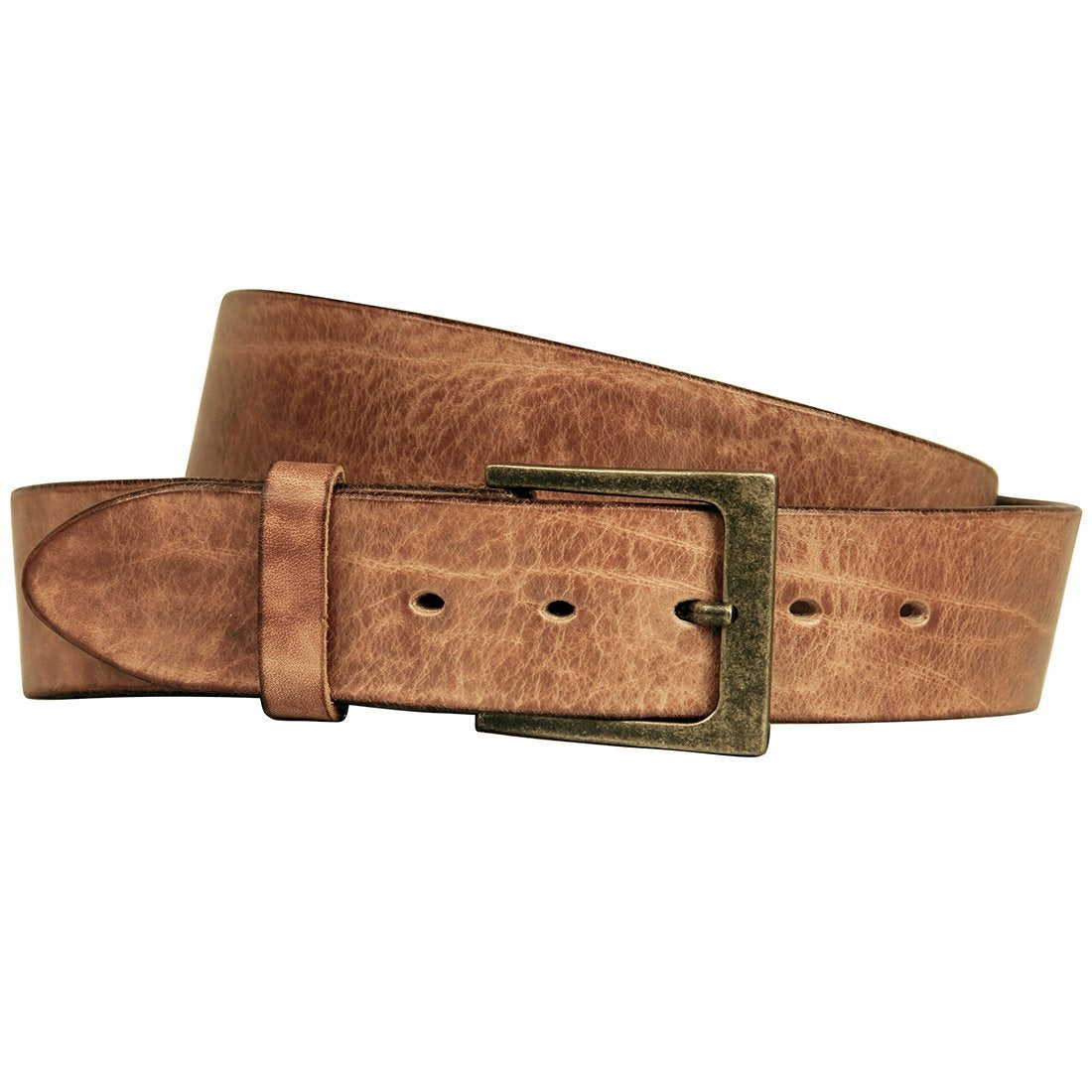 Curved Handmade Leather Belt - Cognac