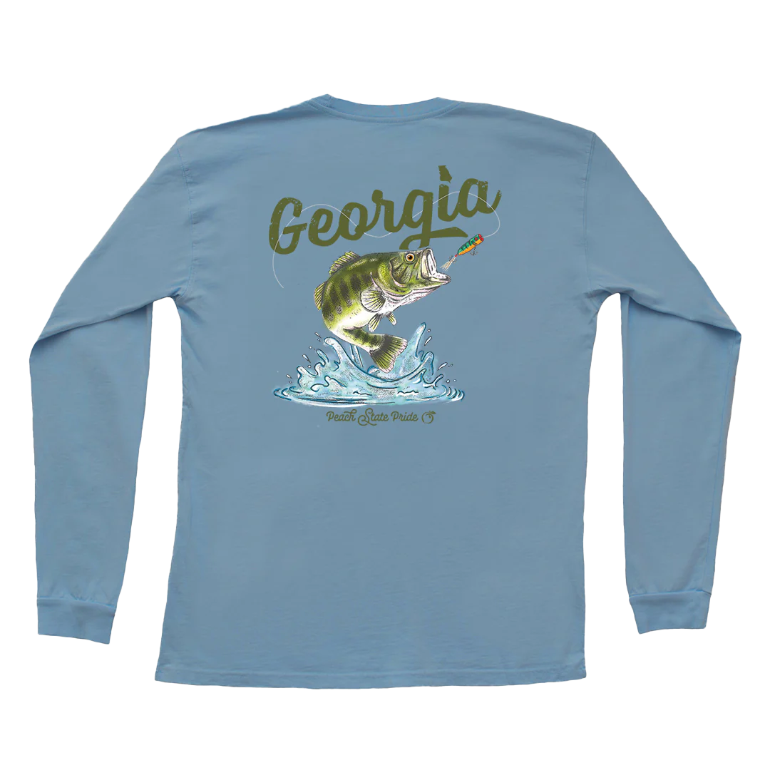 Georgia Bass Long Sleeve Pocket Tee - Slate