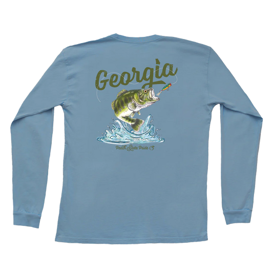 Georgia Bass Long Sleeve Pocket Tee - Slate