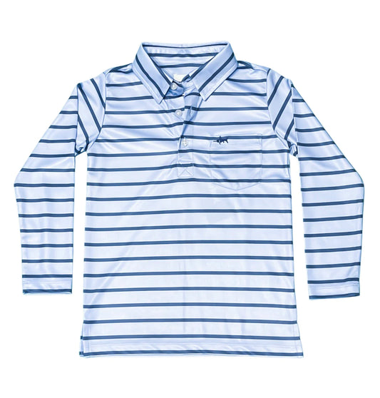 Youth Inshore Long Sleeve Performance Blue Stripe