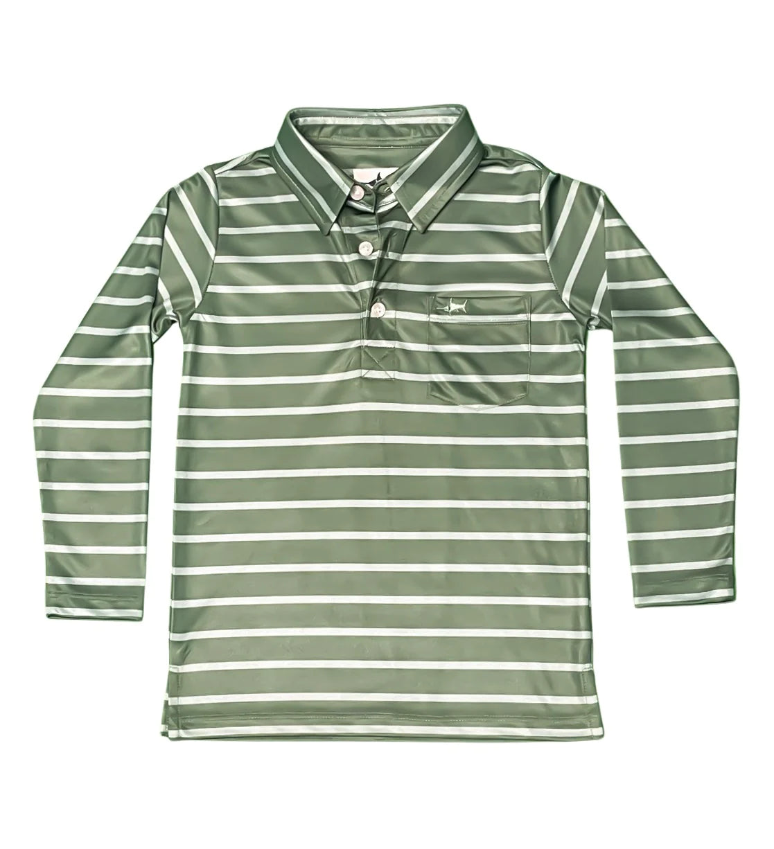 Youth Inshore Long Sleeve Performance Green Stripe