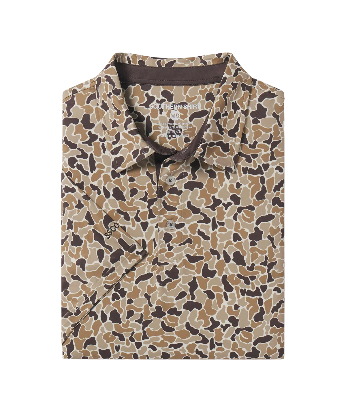 Hunters Hideaway Printed Polo | Ember Brown