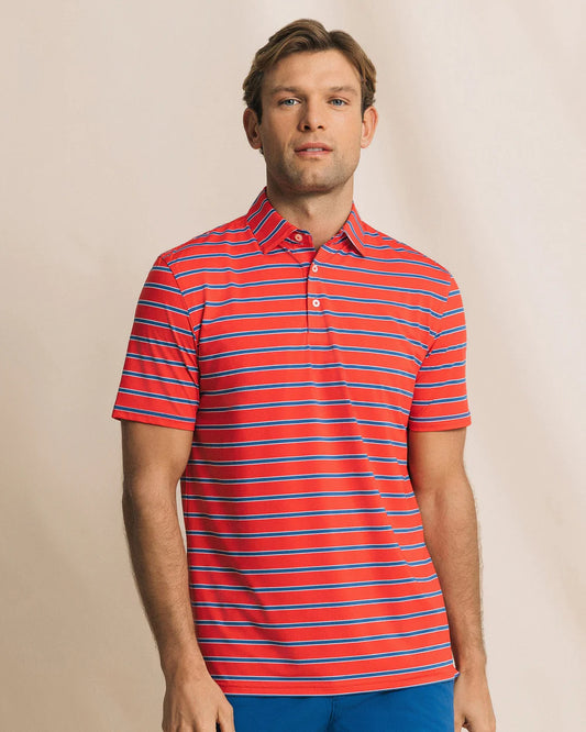 Moonlight Bay Stripe Polo | Channel Marker Red