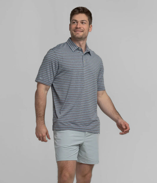 Cahaba Heather Stripe Polo | Navy Night