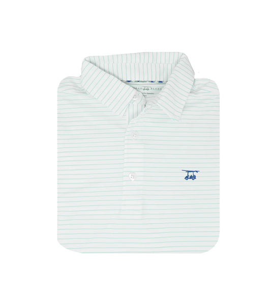 Youth Albatross Polo - White with Seaglass Stripe